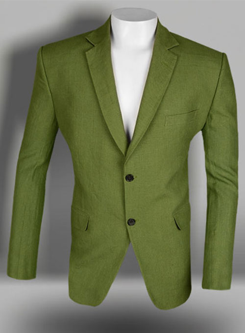 Zod Green Pure Linen Jacket MakeYourOwnJeans® Made To Measure Custom Jeans For Men & Women