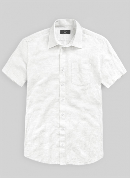 European White Linen Shirt - Half Sleeves