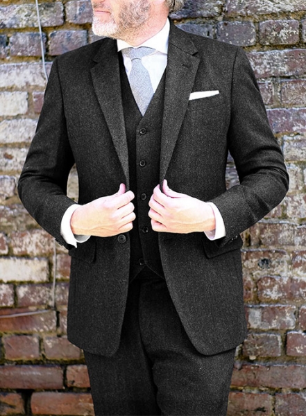 Charcoal Herringbone Tweed Jacket