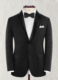 Napolean Stone Black Wool Tuxedo Jacket