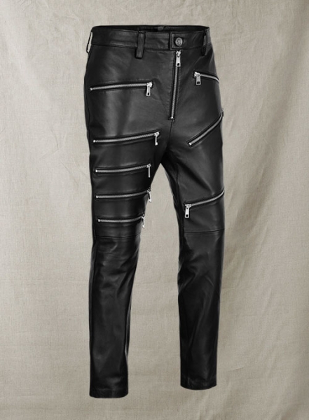 Leather Zipper Jeans - Style # 9