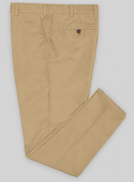 Khaki Feather Cotton Canvas Stretch Chino Pants