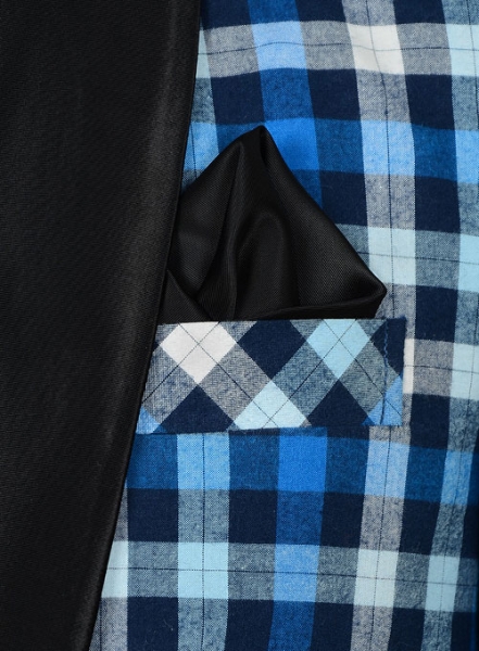 Brushed Zoe Blue Plaid Tuxedo Jacket