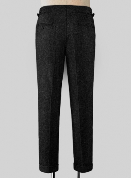 Vintage Plain Black Highland Tweed Trousers