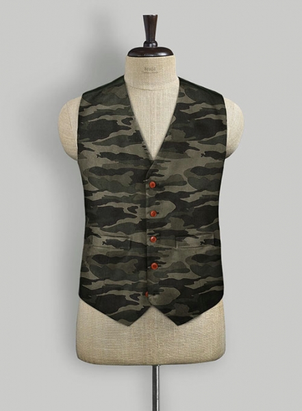 Green Stretch Camo Waist Coat