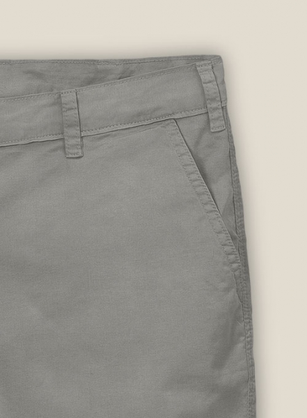 Gray Feather Cotton Canvas Stretch Shorts