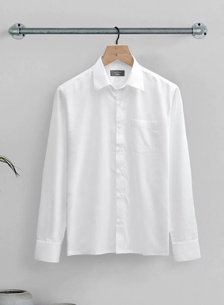 White Herringbone Cotton Shirt - Full Sleeves