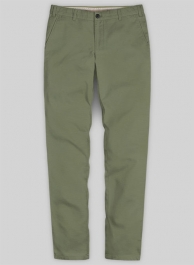 Green Feather Cotton Canvas Stretch Chino Pants