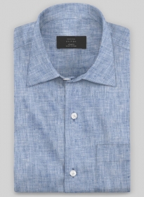 European Smalt Blue Linen Shirt - Full Sleeves