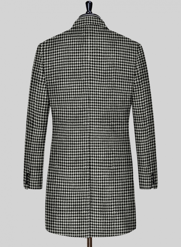 Big Houndstooth BW Tweed Overcoat