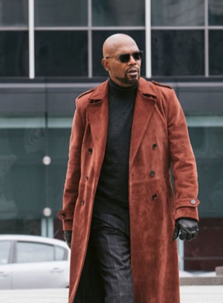 Samuel L. Jackson Shaft Leather Long Coat