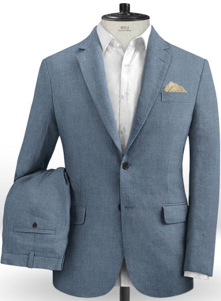 Italian Linen Slate Blue Suit