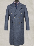 Musto Vintage Herringbone Blue Tweed Overcoat