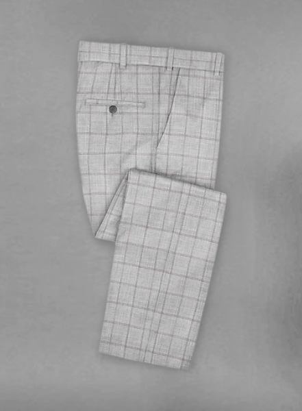 Stretch Windowpane Light Gray Wool Suit