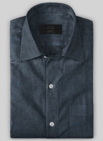 European Whale Blue Linen Shirt- Full Sleeves