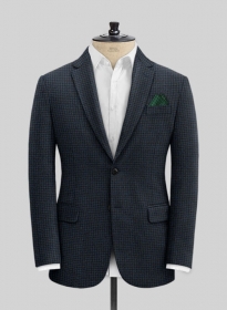 Houndstooth Dark Blue Tweed Jacket