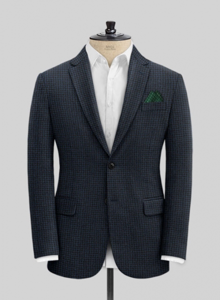 Houndstooth Dark Blue Tweed Jacket