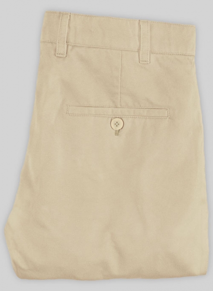 Beige Feather Cotton Canvas Stretch Chino Pants