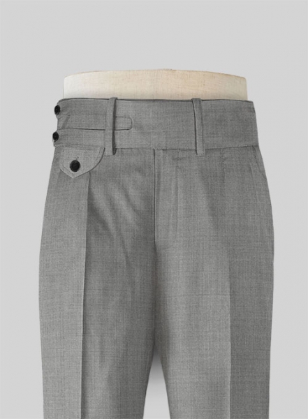 Napolean Worsted Light Gray Double Gurkha Wool Trousers