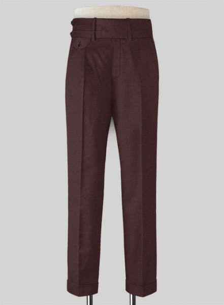 Napolean Wine Double Gurkha Wool Trousers