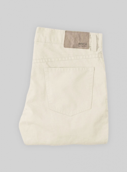 Kids Light Beige Feather Cotton Canvas Stretch Jeans