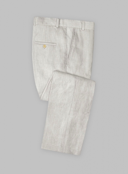 Tropical Beige Pure Linen Pants