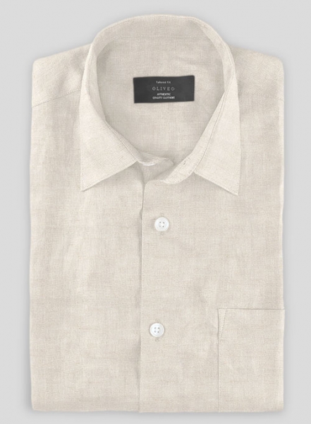 Beige Cotton Linen Shirt - Full Sleeves