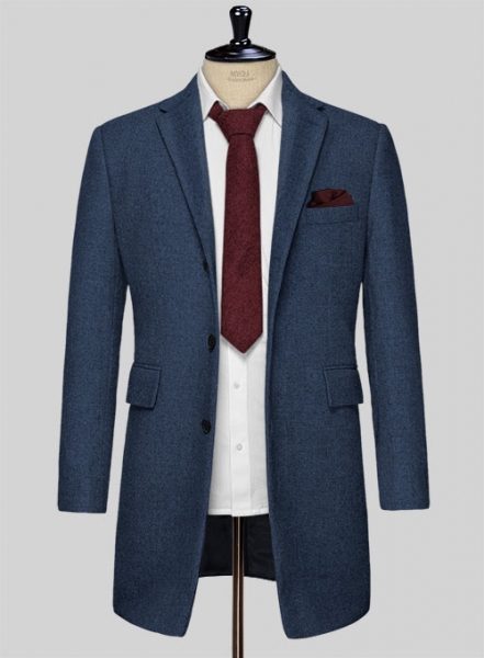 Rope Weave Persian Blue Tweed Overcoat