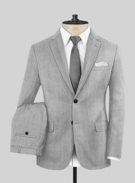 Scabal Worsted Light Gray Wool Suit