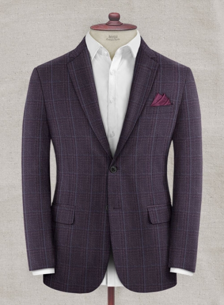 Reda Eggplant Checks Wool Suit