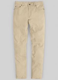 Beige Feather Cotton Canvas Stretch Jeans