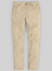 Beige Feather Cotton Canvas Stretch Jeans