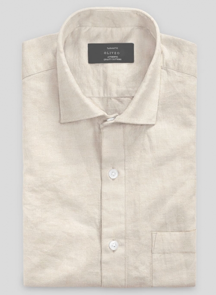 Washed Beige Cotton Linen Shirt