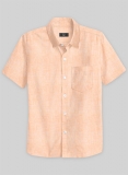 European Pale Orange Linen Shirt - Half Sleeves