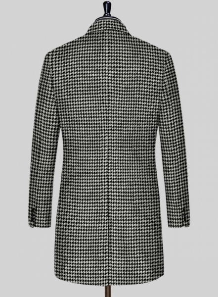 Big Houndstooth BW Tweed Overcoat