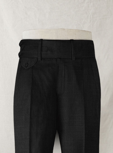 Napolean Stone Black Double Gurkha Wool Trousers