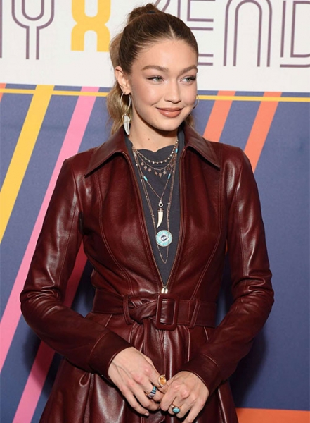 Gigi Hadid Leather Long Coat