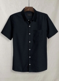 Navy Stretch Poplene Shirt - Half Sleeves