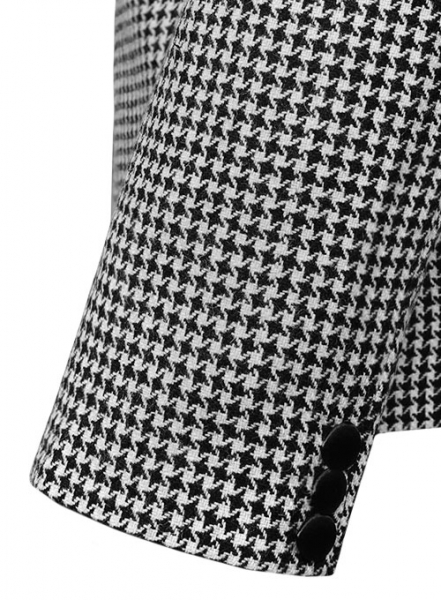 Vintage Houndstooth Tweed Nehru Tuxedo Jacket