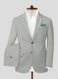 Light Gray Feather Cotton Canvas Stretch Suit