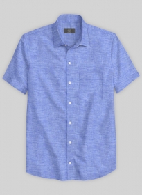 European Jordy Blue Linen Shirt - Half Sleeves