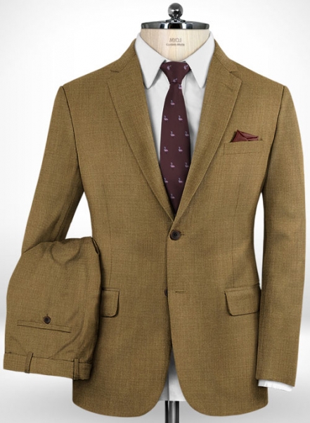 Dark Walnut Khaki Wool Suit