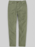 Green Feather Cotton Canvas Stretch Jeans