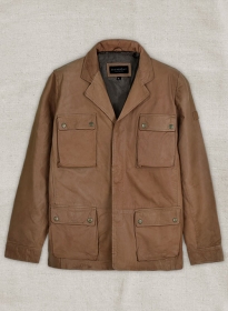 Washed Brown Leather Jacket #92 - XL Regular