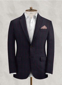 Solbiati Dark Blue Checks Seersucker Jacket