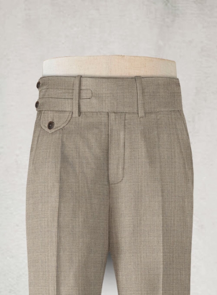 Napolean Sharkskin Light Brown Double Gurkha Wool Trousers