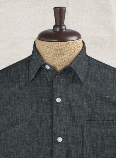 European Ash Gray Linen Shirt - Half Sleeves