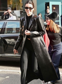 Kendall Jenner Leather Long Coat