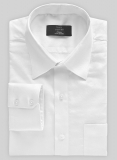 White Herringbone Cotton Shirt - Full Sleeves