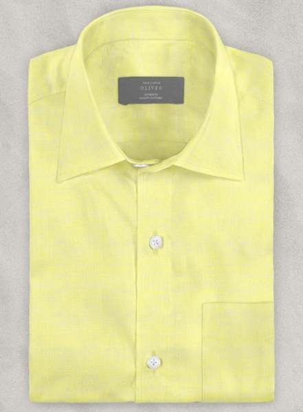 European Yellow Linen Shirt - Half Sleeves